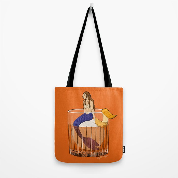 Old Fashioned Mermaid Cocktail Illustration Tote Bag Gallery Image 2