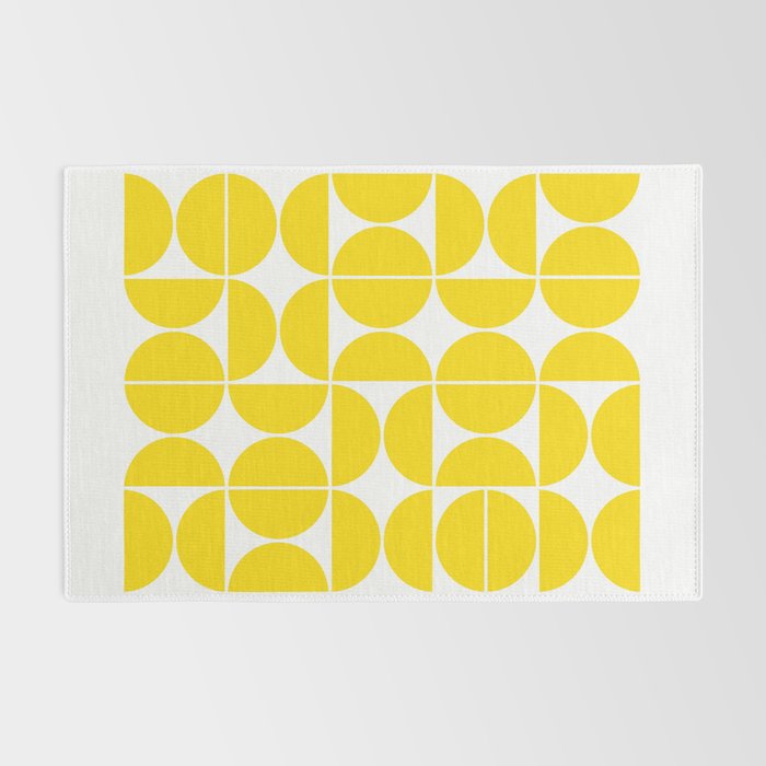 Mid Century Modern Geometric 04 Lemon Yellow Rug Gallery Image 2