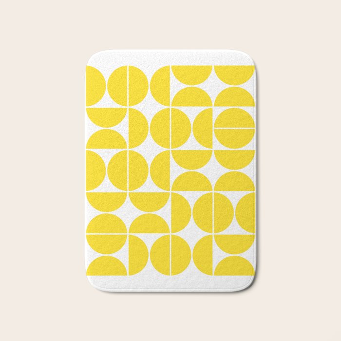 Mid Century Modern Geometric 04 Lemon Yellow Bath Mat Gallery Image 1