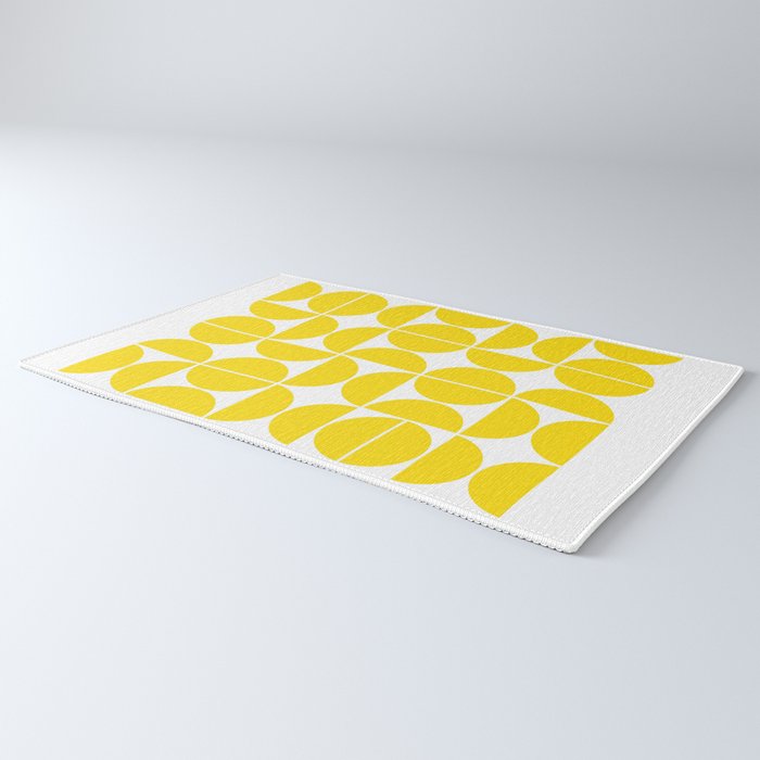 Mid Century Modern Geometric 04 Lemon Yellow Rug Gallery Image 3
