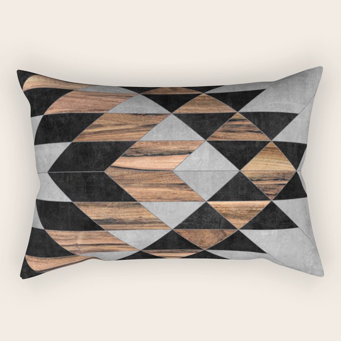 Urban Tribal Pattern No.10 - Aztec - Concrete and Wood Rectangular Pillow Gallery Image 2