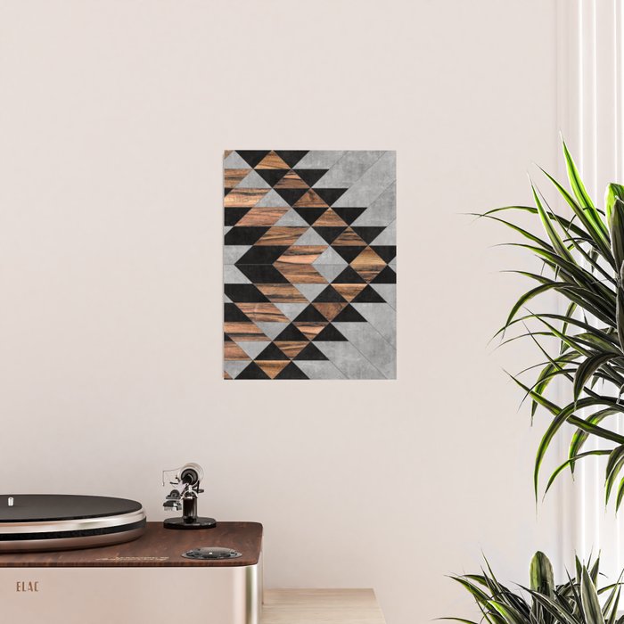 Urban Tribal Pattern No.10 - Aztec - Concrete and Wood Poster Gallery Image 2