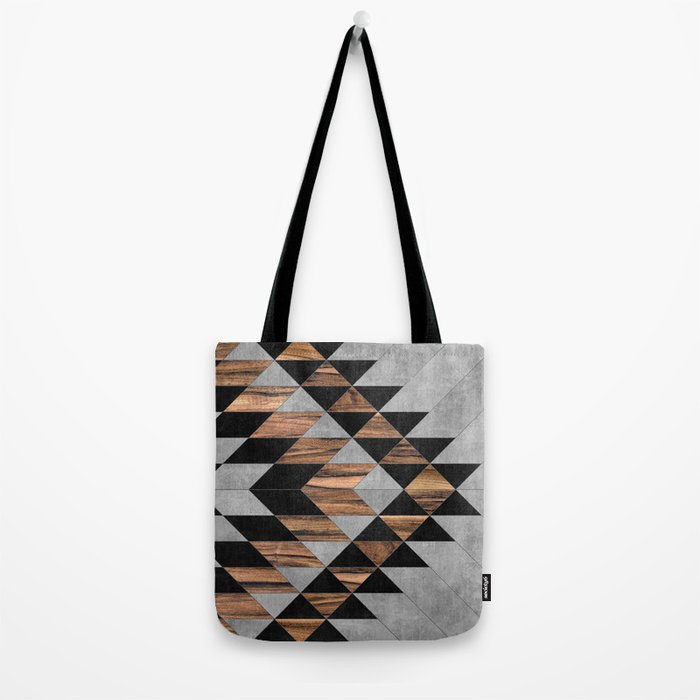 Urban Tribal Pattern No.10 - Aztec - Concrete and Wood Tote Bag Gallery Image 2