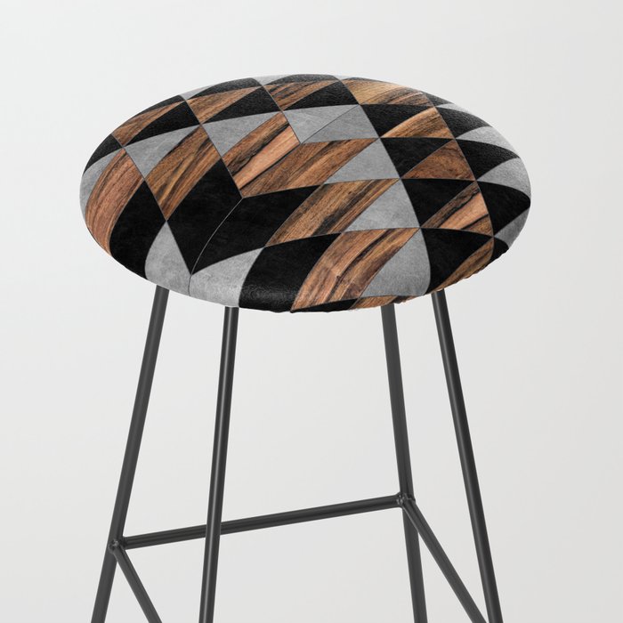 Urban Tribal Pattern No.10 - Aztec - Concrete and Wood Stool Gallery Image 2