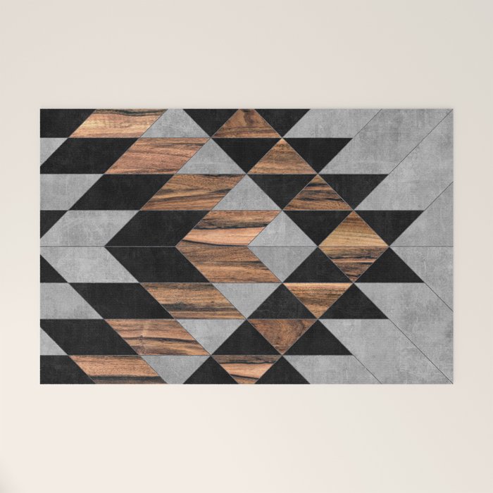 Urban Tribal Pattern No.10 - Aztec - Concrete and Wood Welcome Mat Gallery Image 1