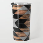 Urban Tribal Pattern No.10 - Aztec - Concrete and Wood Travel Mug Gallery Image 3