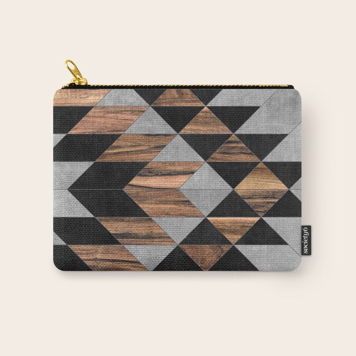 Urban Tribal Pattern No.10 - Aztec - Concrete and Wood Carry All Pouch Gallery Image 1