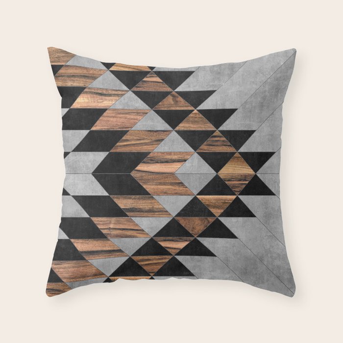 Urban Tribal Pattern No.10 - Aztec - Concrete and Wood Throw Pillow Gallery Image 6