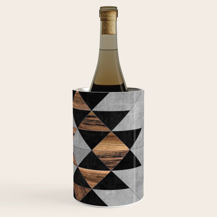 Urban Tribal Pattern No.10 - Aztec - Concrete and Wood Wine Chiller Gallery Image 3
