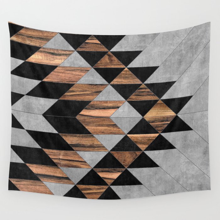 Urban Tribal Pattern No.10 - Aztec - Concrete and Wood Wall Tapestry Gallery Image 4