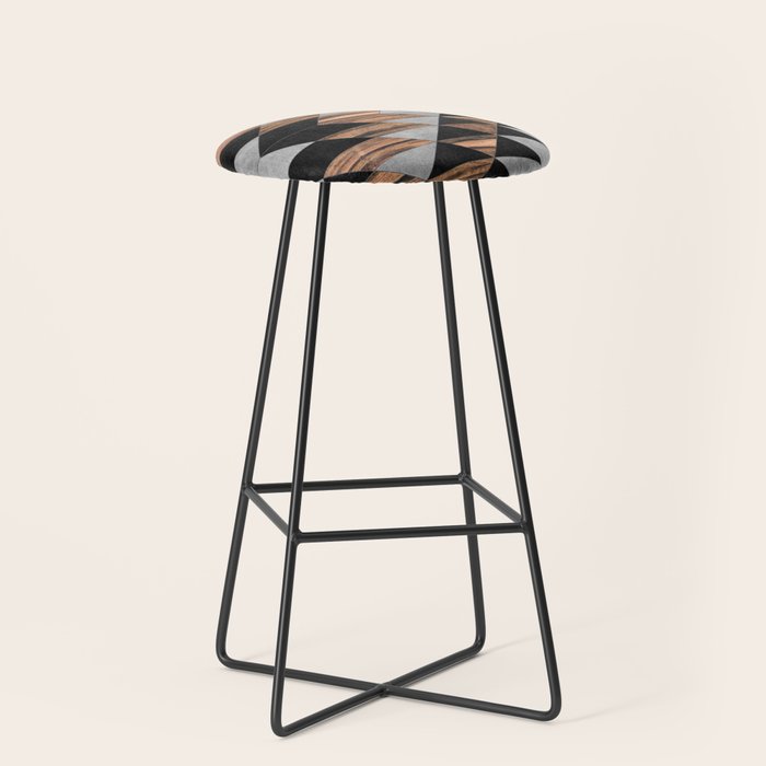 Urban Tribal Pattern No.10 - Aztec - Concrete and Wood Stool Gallery Image 1