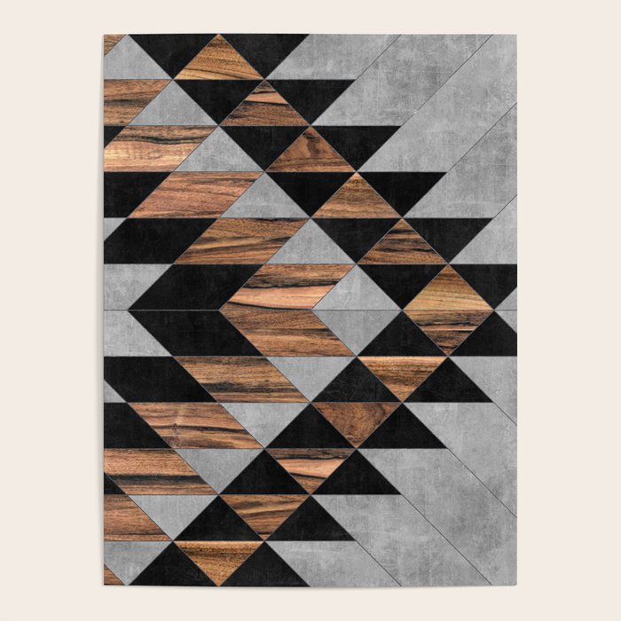Urban Tribal Pattern No.10 - Aztec - Concrete and Wood Poster Gallery Image 1
