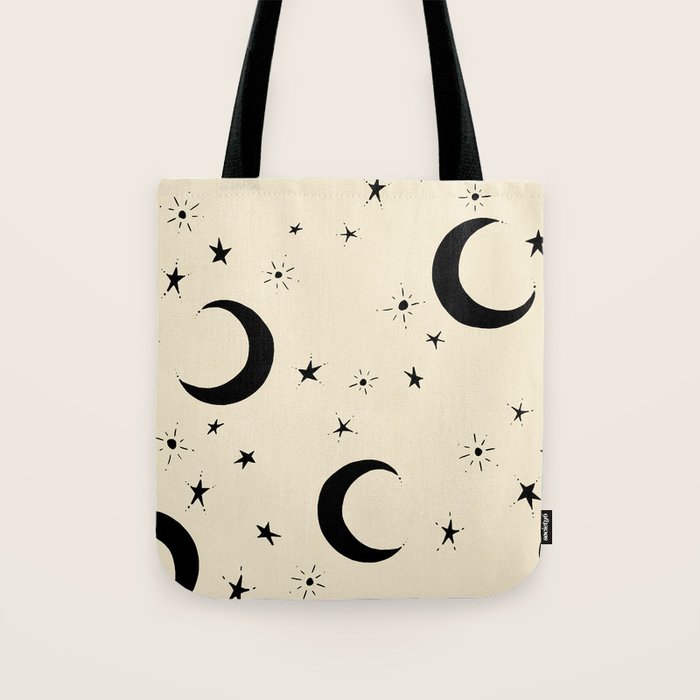 Goodnight Sky - black and cream  Tote Bag Gallery Image 1