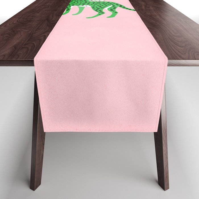 The Stare 2: Tropical Green Cheetah Edition Table Runner Gallery Image 1