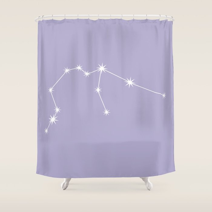 Aquarius Zodiac Star Constellation Line Art Pastel Lavender Shower Curtain Gallery Image 1
