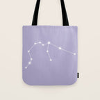 Aquarius Zodiac Star Constellation Line Art Pastel Lavender Tote Bag Gallery Image 1