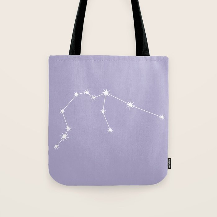 Aquarius Zodiac Star Constellation Line Art Pastel Lavender Tote Bag Gallery Image 1