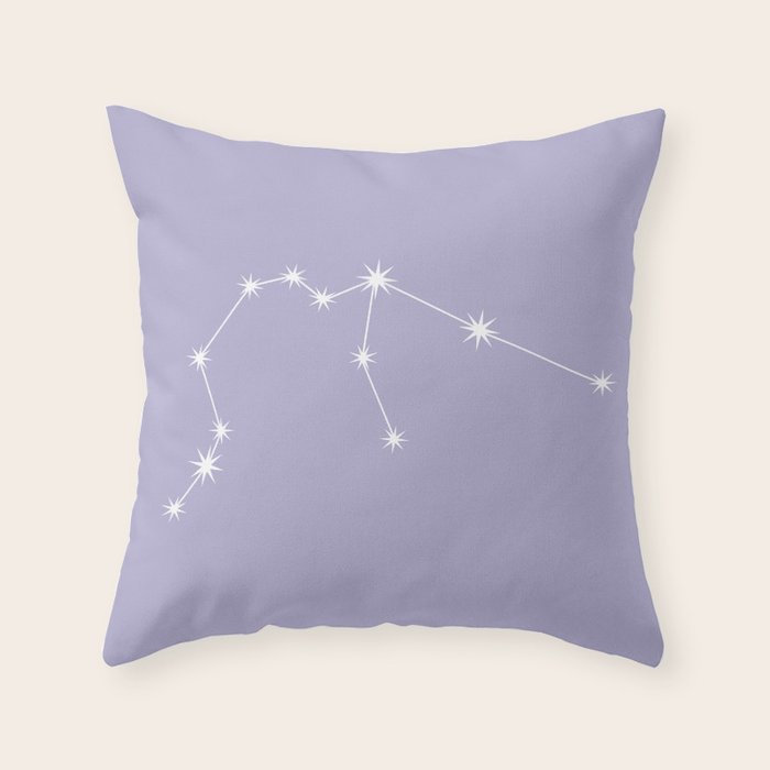 Aquarius Zodiac Star Constellation Line Art Pastel Lavender Throw Pillow Gallery Image 1