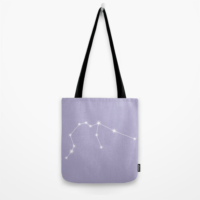Aquarius Zodiac Star Constellation Line Art Pastel Lavender Tote Bag Gallery Image 2