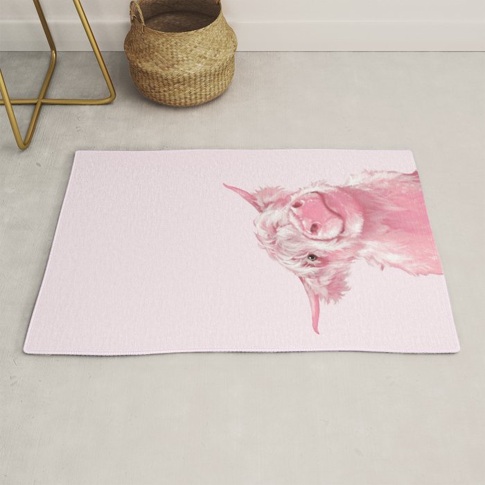 Highland Cow Pink Rug Gallery Image 1