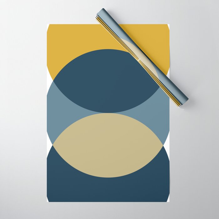 Rise of the Sun - Yellow, Blue, Geometric Art Wrapping Paper Gallery Image 1