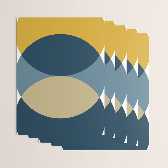 Rise of the Sun - Yellow, Blue, Geometric Art Wrapping Paper Gallery Image 3