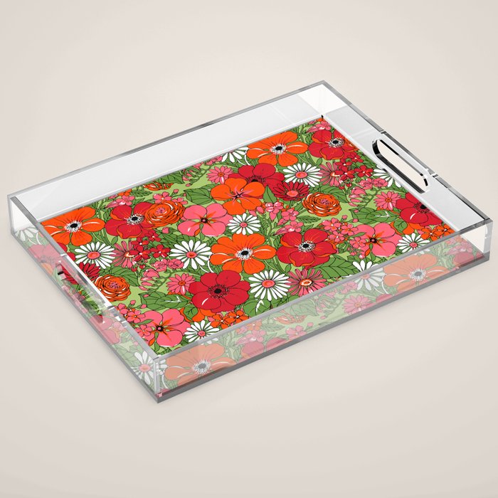 Retro Floral Pillowcase Acrylic Tray Gallery Image 1