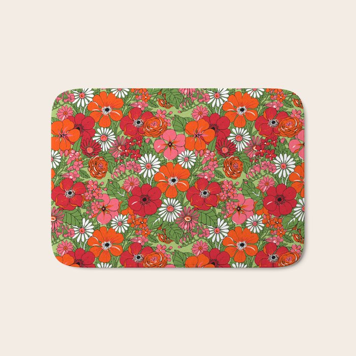 Retro Floral Pillowcase Bath Mat Gallery Image 1