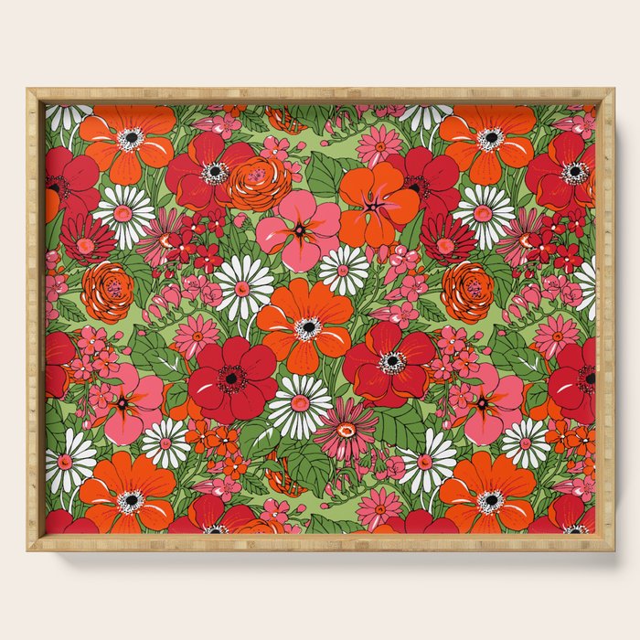 Retro Floral Pillowcase Serving Tray Gallery Image 1