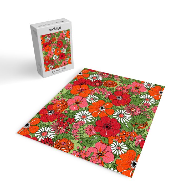 Retro Floral Pillowcase Jigsaw Puzzle Gallery Image 2