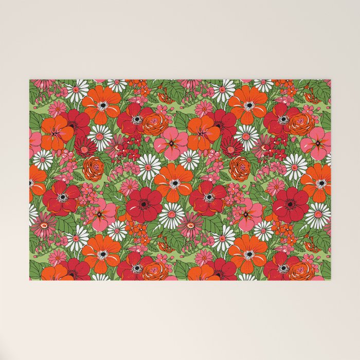 Retro Floral Pillowcase Welcome Mat Gallery Image 1