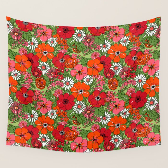 Retro Floral Pillowcase Wall Tapestry Gallery Image 4