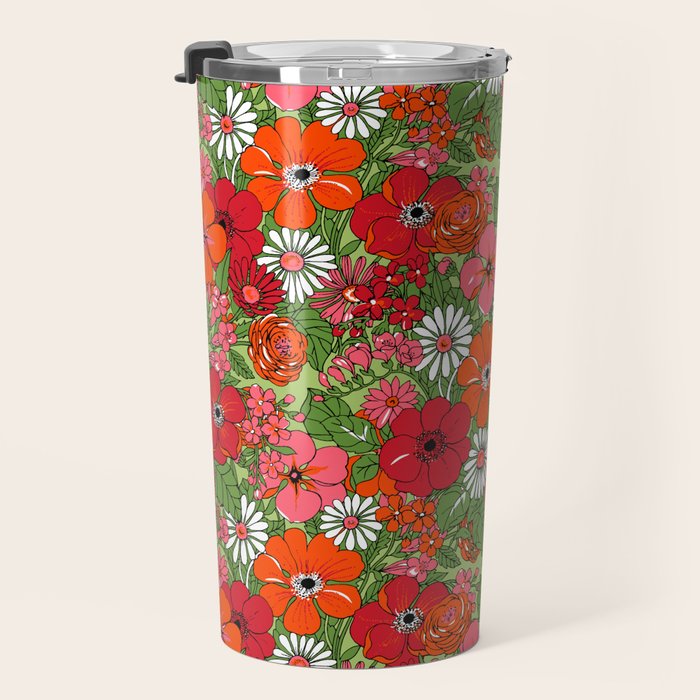 Retro Floral Pillowcase Travel Mug Gallery Image 3