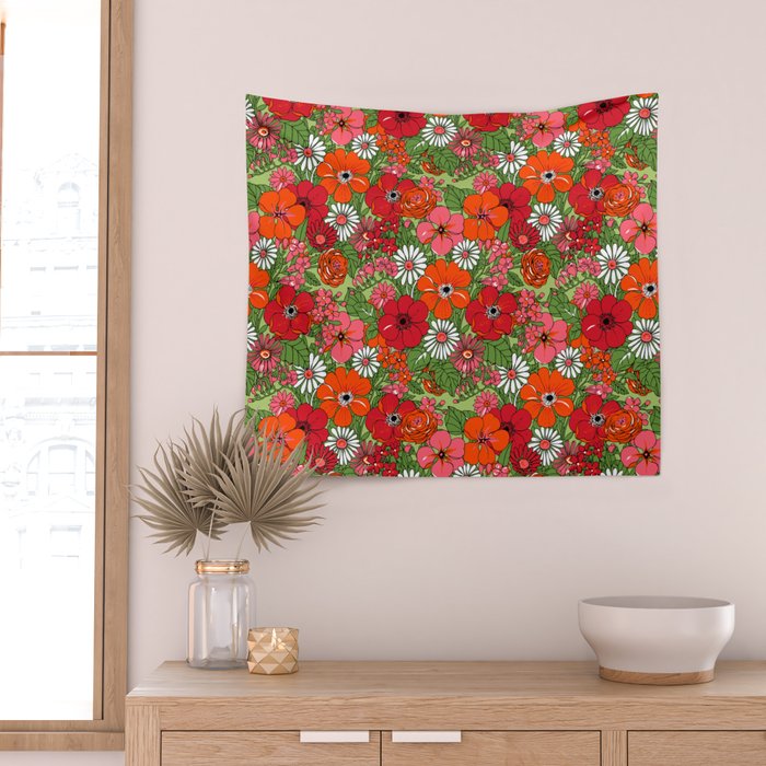 Retro Floral Pillowcase Wall Tapestry Gallery Image 2