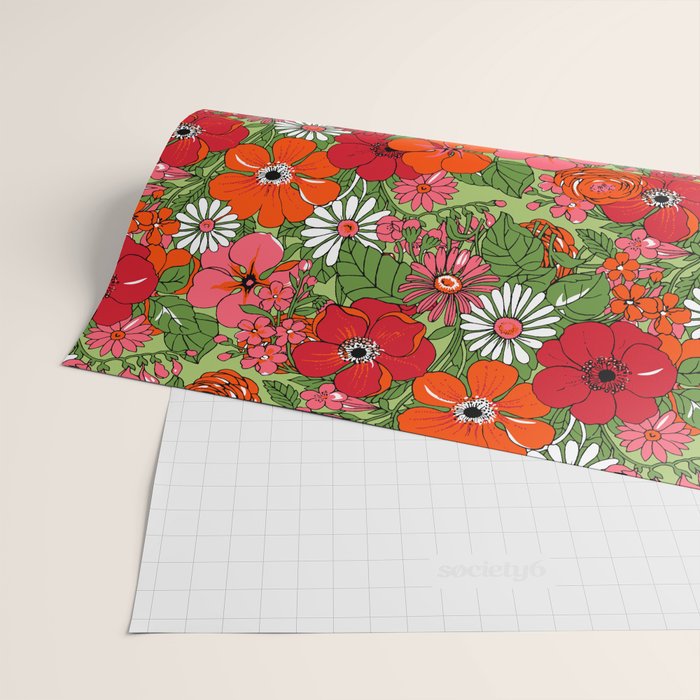 Retro Floral Pillowcase Wrapping Paper Gallery Image 2