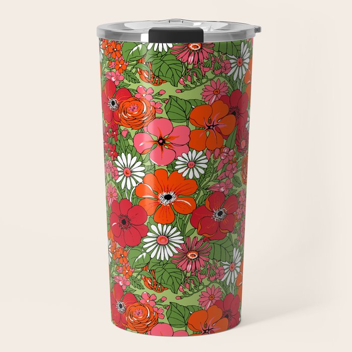 Retro Floral Pillowcase Travel Mug Gallery Image 1