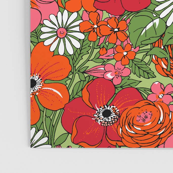 Retro Floral Pillowcase Poster Gallery Image 3