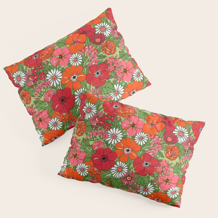 Retro Floral Pillowcase Pillow Sham Gallery Image 3