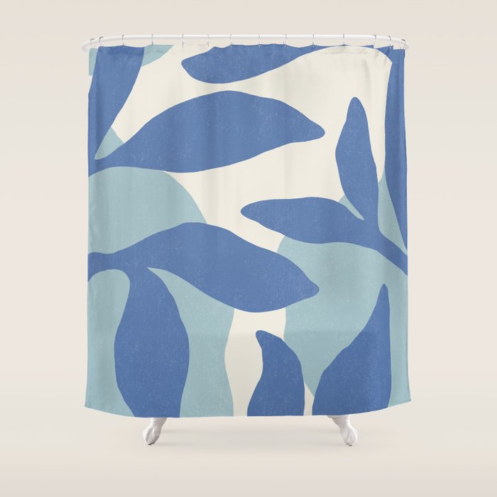 Botanic Abstract - Blue Shower Curtain Gallery Image 1