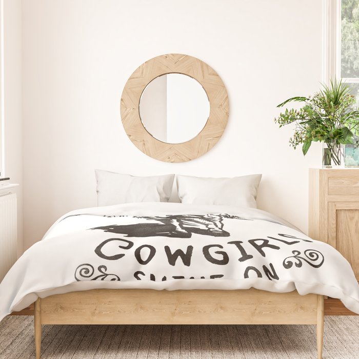 Through Storms & Shadows, Cowgirls Sine On. Retro Western Art Design. Duvet Cover Gallery Image 3