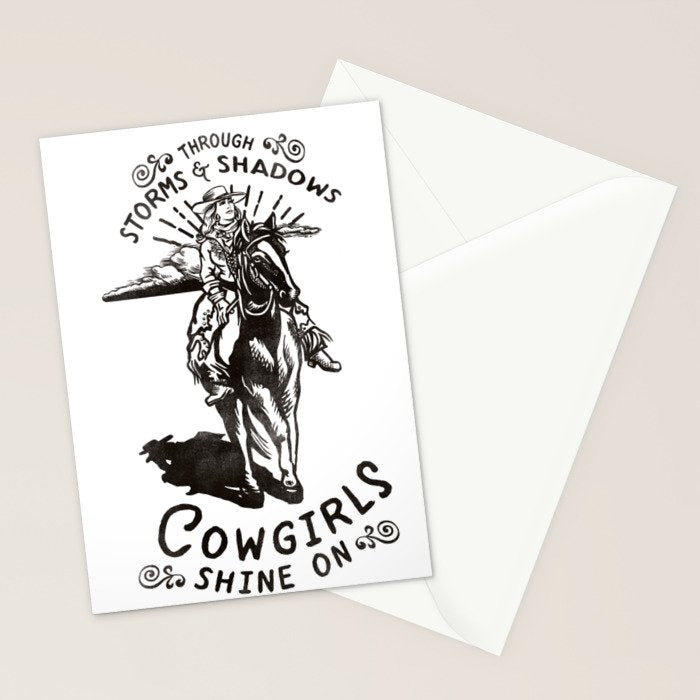 Through Storms & Shadows, Cowgirls Sine On. Retro Western Art Design. Stationery Card Gallery Image 2