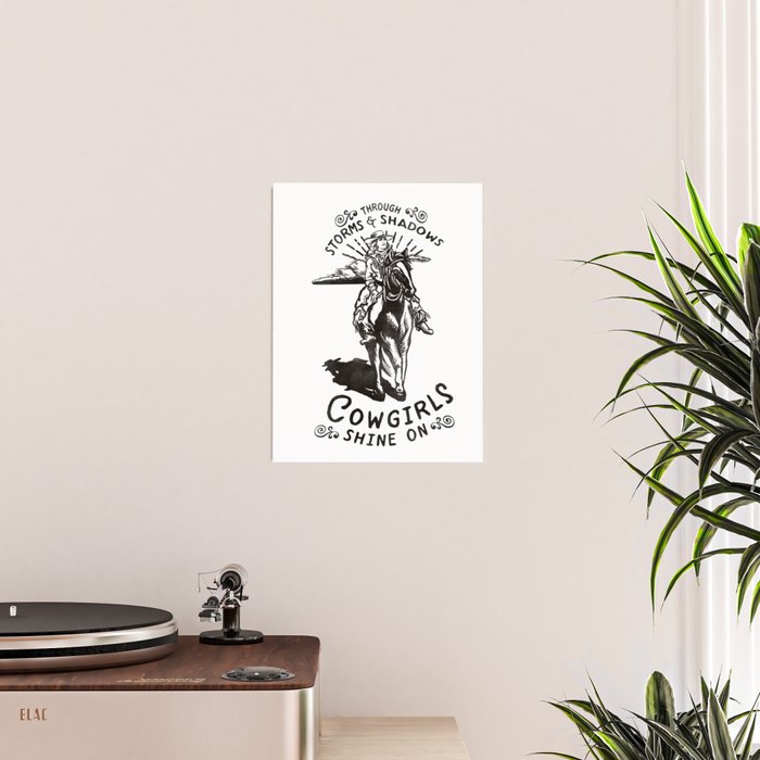 Through Storms & Shadows, Cowgirls Sine On. Retro Western Art Design. Poster Gallery Image 2