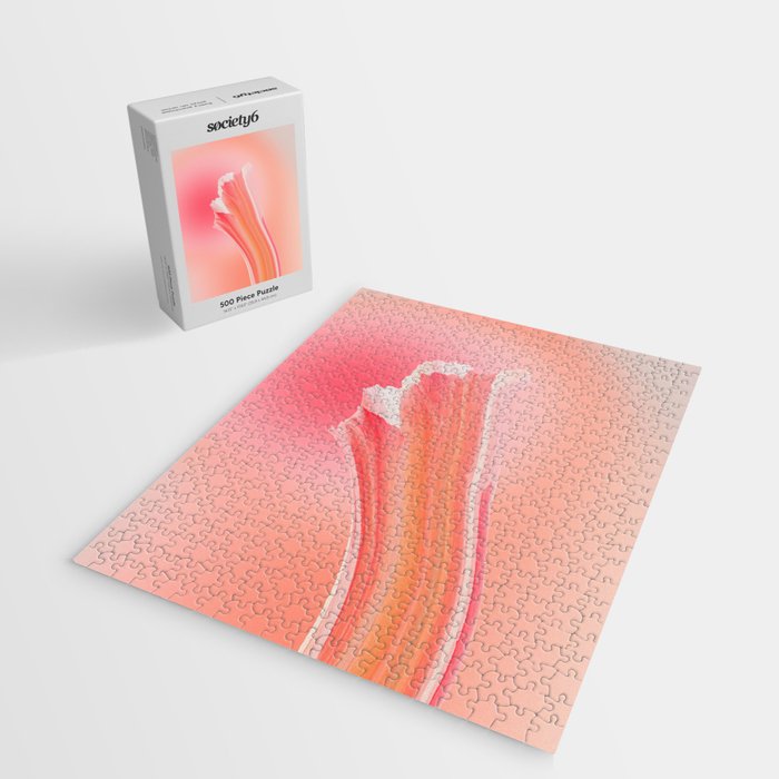 Coral Peach Candy: Abstract Brush Strokes on Gradient Color - 001 Jigsaw Puzzle Gallery Image 2