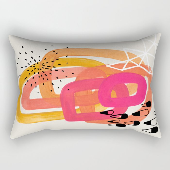 Mid Century Modern Abstract Colorful Art Ombre Magenta Yellow Circles Raindrops Geometric Pattern Rectangular Pillow Gallery Image 2