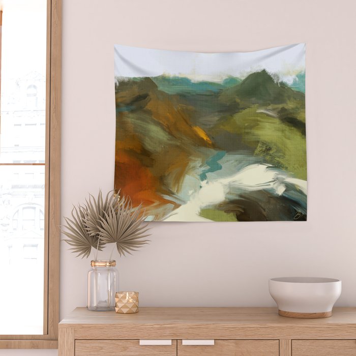 the path abstract landscape art Wall Tapestry Gallery Image 2