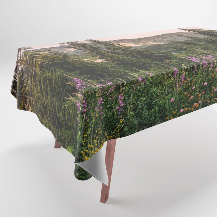 Mount Rainier Wildflower Adventure - National Park Wanderlust Tablecloth Gallery Image 1
