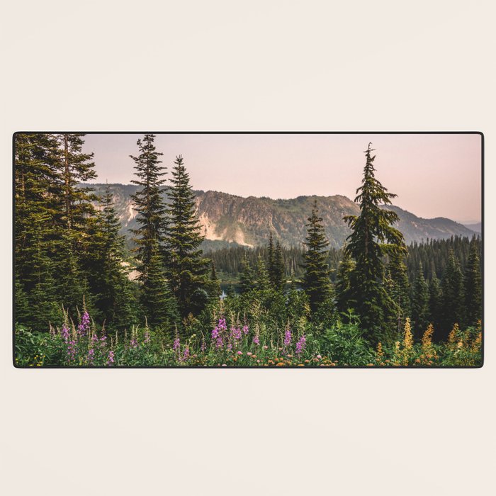 Mount Rainier Wildflower Adventure - National Park Wanderlust Desk Mat Gallery Image 3