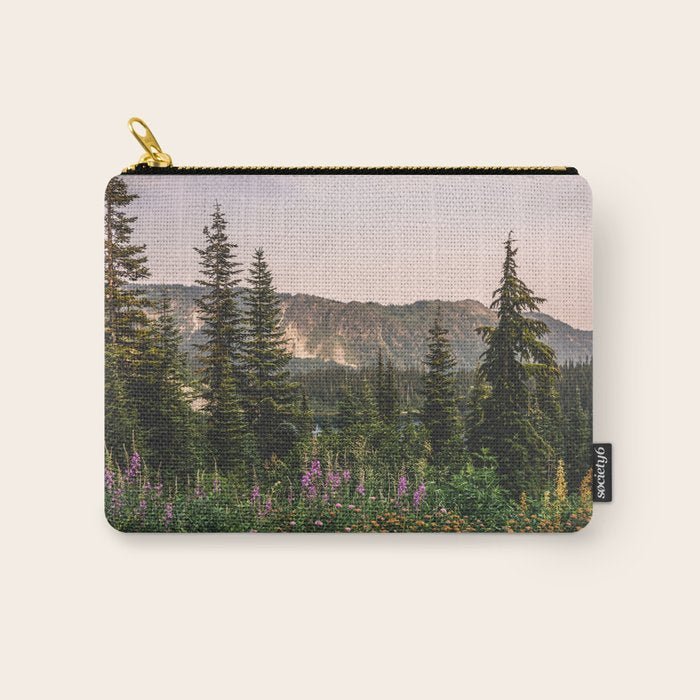 Mount Rainier Wildflower Adventure - National Park Wanderlust Carry All Pouch Gallery Image 1