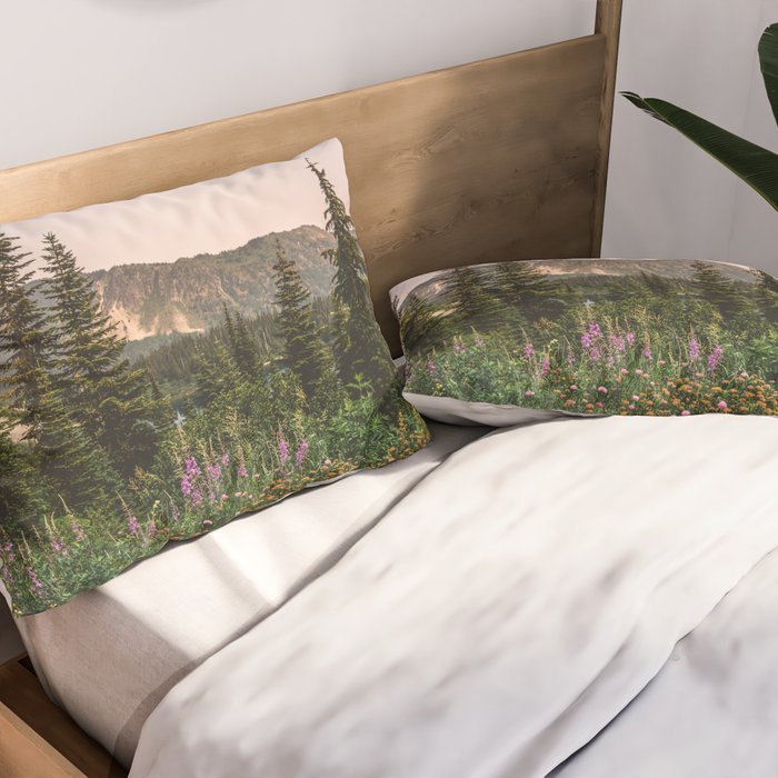 Mount Rainier Wildflower Adventure - National Park Wanderlust Pillow Sham Gallery Image 2