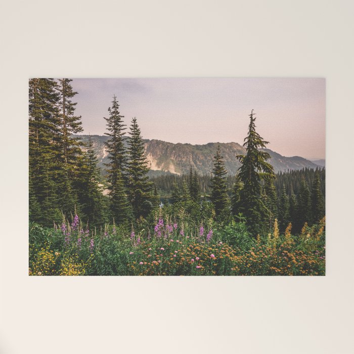 Mount Rainier Wildflower Adventure - National Park Wanderlust Welcome Mat Gallery Image 1